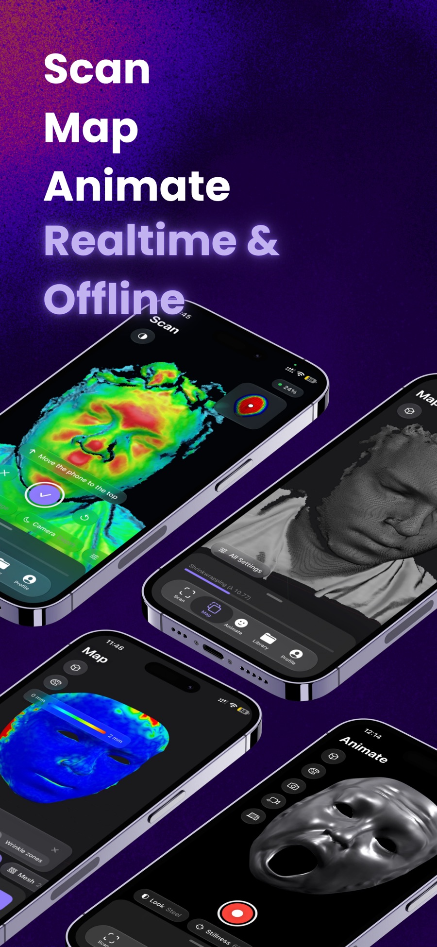 Sanimate: Scan, map, animate: realtime and offline